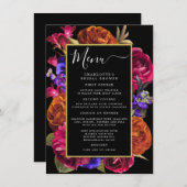 Burgundy Red Lila Orange Floral Menu Einladung (Vorne/Hinten)