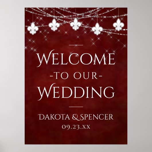 Burgundy Red Lilie Light | Begrüßung Poster (Vorne)