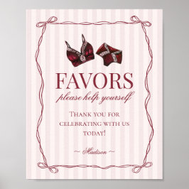 Burgundy Red Lingerie Bachelorette Party Favors Poster