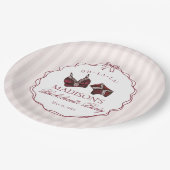 Burgundy Red Lingerie Bachelorette Party Lace Pappteller (Schrägansicht)