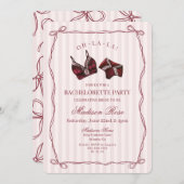 Burgundy Red Lingerie Lace Bachelorette Party Einladung (Vorne/Hinten)