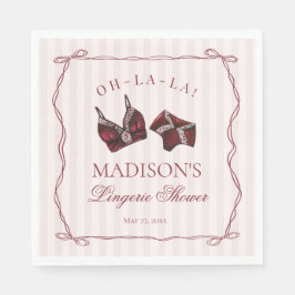 Burgundy Red Lingerie Shower Bachelorette Party Serviette