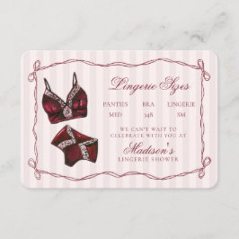 Burgundy Red Lingerie Sizes Shower Bow Begleitkarte
