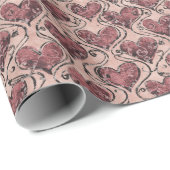Burgundy Red Love Hearts Geschenkpapier (Rolleneckpunkt)