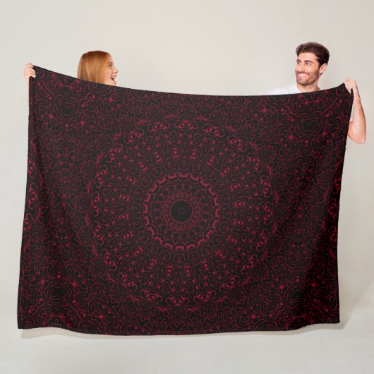 Burgundy Red Mandala mit Ziersymmetrie Fleecedecke (Beispiel)