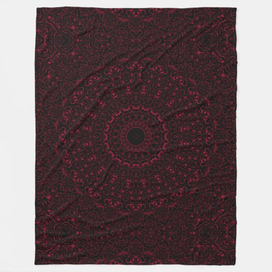 Burgundy Red Mandala mit Ziersymmetrie Fleecedecke (Vorderseite)