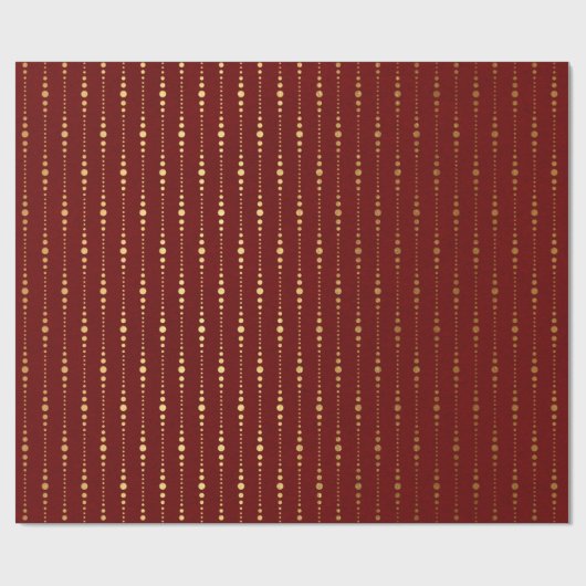 Burgundy Red Maroon Golden Stripes Dropts Punkte Geschenkpapier (Flach)