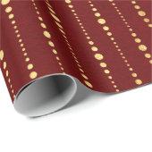 Burgundy Red Maroon Golden Stripes Dropts Punkte Geschenkpapier (Rolleneckpunkt)