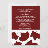 Burgundy Red Maroon Rustic Fall Leaf Boho Wedding Einladung (Vorderseite)