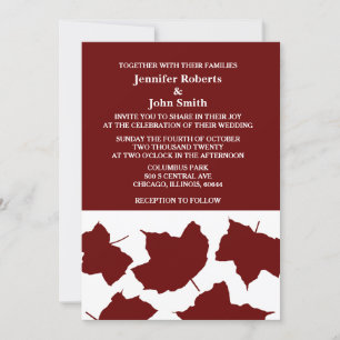 Burgundy Red Maroon Rustic Fall Leaf Boho Wedding Einladung