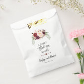 Burgundy Red Marsala Floral Handwriting DANKE Geschenktütchen (Versiegelt)