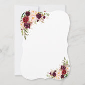 Burgundy Red Marsala Floral Handwriting Wedding Einladung (Rückseite)