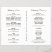 Burgundy Red Marsala Floral Wedding Program Flyer (Hinten)