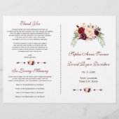Burgundy Red Marsala Floral Wedding Program Flyer (Vorne)