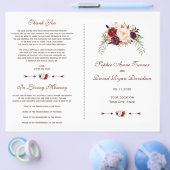 Burgundy Red Marsala Floral Wedding Program Flyer (Einzeln)