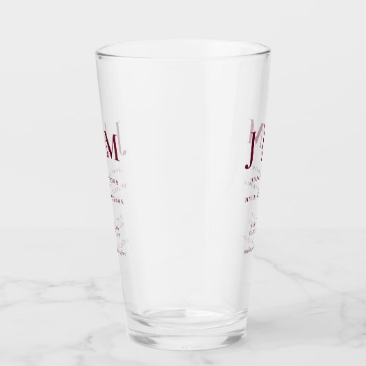 Burgundy Red Minimal Moderne einfache Hochzeit Glas (Rechts)