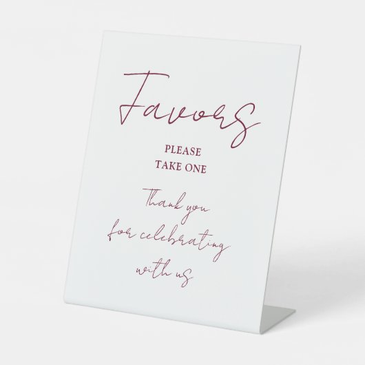 Burgundy Red Minimalistisch Elegant Script Favorit Sockelschild (Vorderseite)