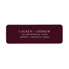 Burgundy Red Minimalistisch Return Address Label