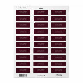 Burgundy Red Minimalistisch Return Address Label (Vorne)