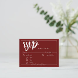 Burgundy Red Minimalistisch RSVP Card Einschließun Begleitkarte