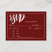 Burgundy Red Minimalistisch RSVP Card Einschließun Begleitkarte (Vorderseite)
