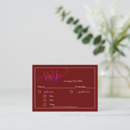 Burgundy Red Minimalistisch RSVP Card Einschließun Begleitkarte