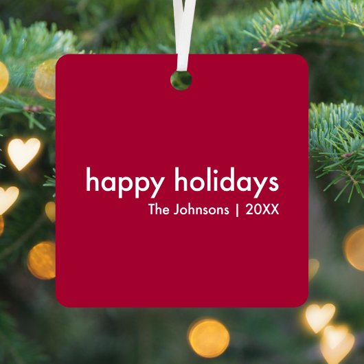 Burgundy Red Minimalistisch | Ruby Maroon Christma Ornament Aus Metall