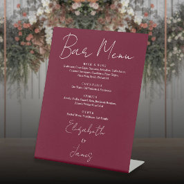 Burgundy Red Minimalistisch Script Bar Menu Sockelschild