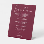 Burgundy Red Minimalistisch Script Bar Menu Sockelschild (Vorderseite)