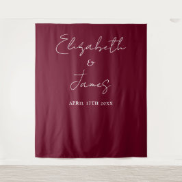 Burgundy Red Minimalistisch Wedding Foto Hintergru Wandteppich