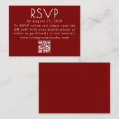 Burgundy Red Modern Minimalist Wedding QR RSVP Begleitkarte (Vorne/Hinten)