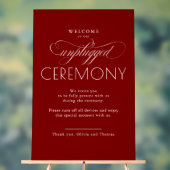 Burgundy Red Modern Script Unplugged Ceremony  Acrylschild (Neutral)