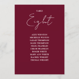 Burgundy Red Modern Seating Chart Tischnummer