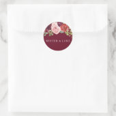 Burgundy Red Modern Wedding Names Gefallen Siegel Runder Aufkleber (Tasche)