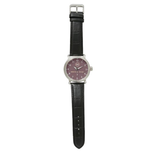 Burgundy Red Monogram couple Armbanduhr (Flach)