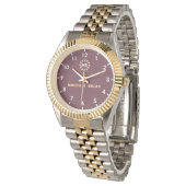 Burgundy Red Monogram couple Armbanduhr (Schrägansicht)