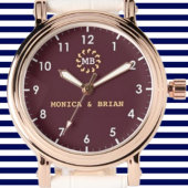 Burgundy Red Monogram couple names Armbanduhr
