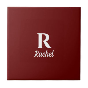 Burgundy Red Monogram Initial Name Custom Colors Fliese