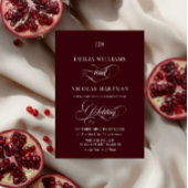 Burgundy Red Monogram Romantic Wedding Einladung