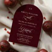 Burgundy Red Monogram Romantic Wedding Einladung