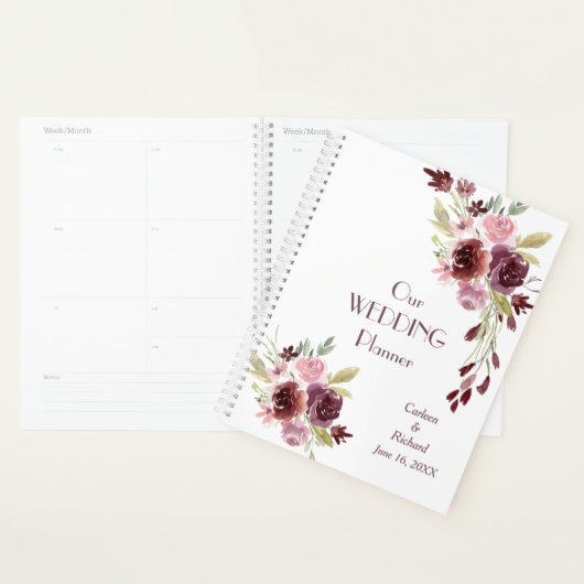 Burgundy Red Navy Blue Floral Wedding Planer (Anzeige)