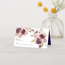 Burgundy Red Navy Blue Floral Wedding Platzkarte