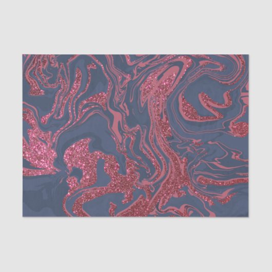 Burgundy Red Navy Blue Glitzer Marmor Seidenpapier (Vorderseite)