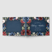 Burgundy Red Navy Blue Gold und Blush Pink Wedding Gästebuch (Voll)