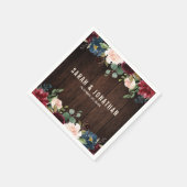 Burgundy Red Navy Blumenpapier Napkin Serviette (Ecke)