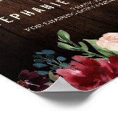 Burgundy Red Navy Blumenzellenschild Poster (Ecke)