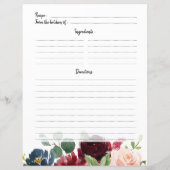 Burgundy Red Navy Blush Brautparty Rezept Karte (Rückseite)