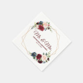 Burgundy Red Navy Floral Geometric Paper Napkin Serviette (Ecke)