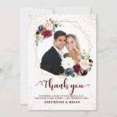 Burgundy Red Navy Floral Geometric Vielen Dank Dankeskarte (Vorderseite)