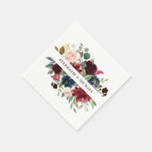 Burgundy Red Navy Floral Rustic Boho Paper Napkin Serviette (Ecke)